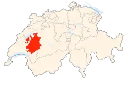 Kort som viser hvor i Schweiz Fribourg ligger