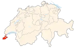 Kort som viser hvor i Schweiz Genève ligger