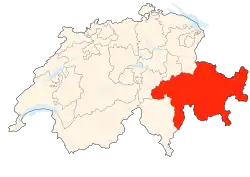 Kort som viser hvor i Schweiz Graubünden ligger