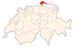 Kort som viser hvor i Schweiz Schaffhausen ligger