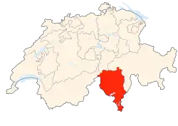 Kort som viser hvor i Schweiz Ticino ligger
