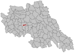 Kommunens beliggenhed i distriktet Iași