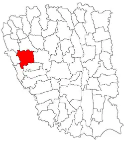 Kommunens beliggenhed i distriktet Dâmbovița