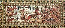 Tutankhamon (død ca. 1323) i kamp mod asiaterne. Maleri på kiste fra Kongernes Dal - Det gamle Egypten