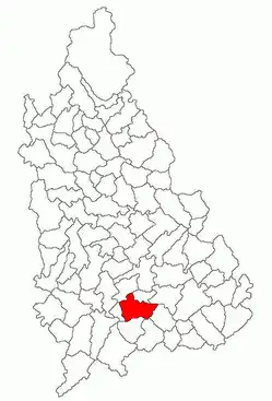 Kommunens beliggenhed i distriktet Dâmbovița