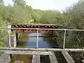 Troldhedebanens bro over Grindsted Å, set fra Diagonalbanens