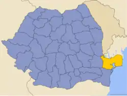 Tulcea distrikts beliggenhed i Rumænien