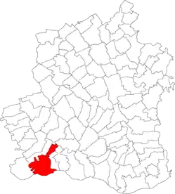 Kommunens beliggenhed i distriktet Teleorman
