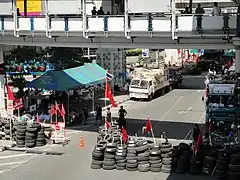 Rødtrøje-blokade i Bangkok den 26. april.