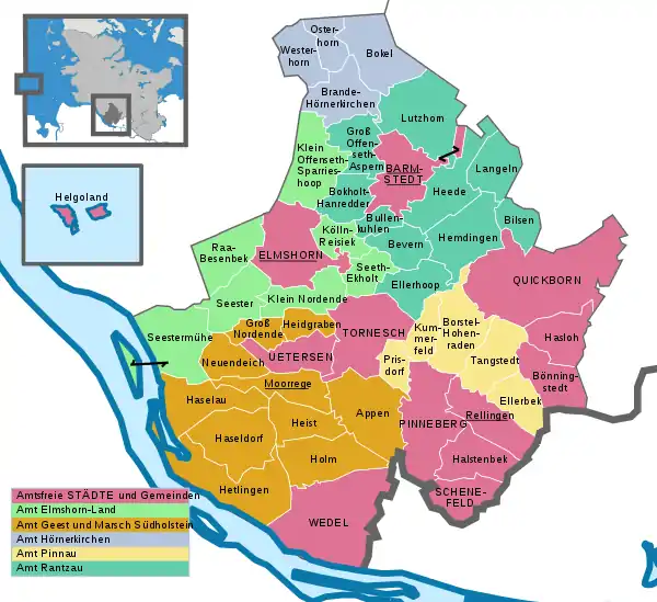 Klikbart imagemap over Landkreisen
