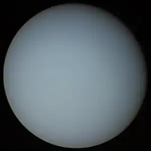 Uranus set fra Voyager 2, 10. januar 1986