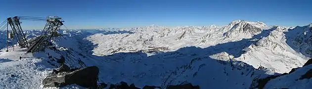 Val Thorens set fra liften Cime Caron i knap 3.200 m.o.h.