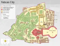 Kort over Vatikanet (engelsk)