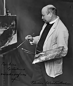 Victor Westerholm ved staffeliet, 1907