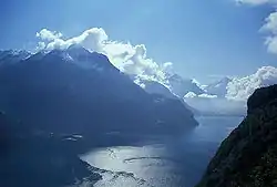 Udsigt fra Seelisberg ved Urnersee, mod Flüelen