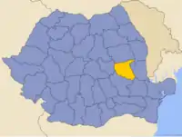 Administrative map of Rumænien  with Vrancea highlighted