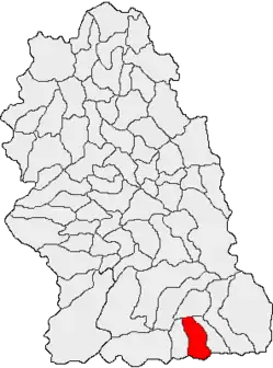 Kommunens beliggenhed i distriktet Hunedoara