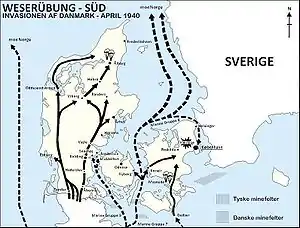 Det tyske angreb på Danmark d. 9. april 1940.