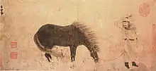 En mand og hans hest i vinden,  af Zhao Mengfu (1254-1322 e.Kr.), kinesisk