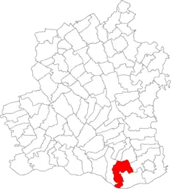 Kommunens beliggenhed i distriktet Teleorman