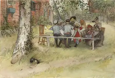 Morgenmad under den store birk, 1896Frukost under stora björken