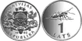 Mønten præget i 2003 af Rahapaja Oy i Finland viser: En myre. Mønten er designet af Māris Putns, Artis Zvirgzdiņš, Dāvids Rubins (det grafiske design)og Ligita Franckeviča (plastformen).