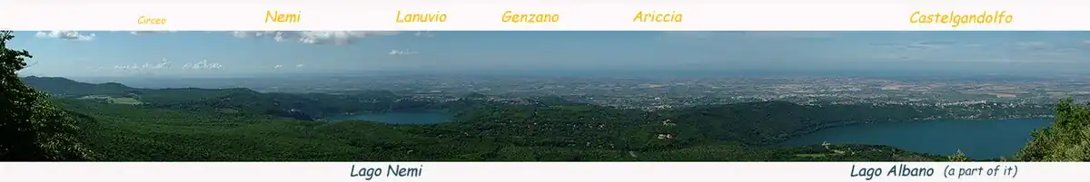 Udsigt over vulkansøer fra Monte Cavo.