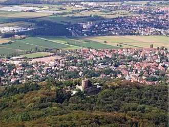 Slotet Alsbach og Alsbach-Hähnlein set fra Melibokus