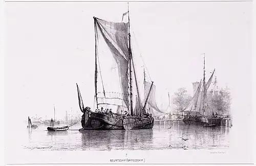 Tegning af J. C. Greive af en beurtskib