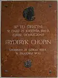 Brochów Kirke: "Her blev Fryderyk Chopin, født 22. februar 1810 i Żelazowa Wola, døbt den 23. april 1810."