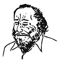 En tegning af Charles Bukowski.