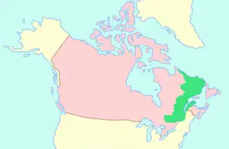 Provinsen Nedre Canadas placering
