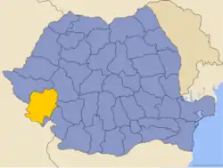 Caraș-Severin distrikts beliggenhed i Rumænien