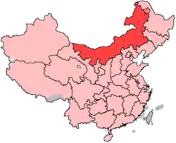 Indre Mongoliet er vist på kortet