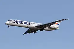 Det havarerede fly på en tidligere flyvning.