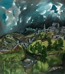 Udsigt over Toledo (el. 'Uvejr over Toledo') af El Greco, ca. 1596-1600. Olie på lærred, 121,3×108,6&nbsp;cm. Metropolitan Museum of Art, New York
