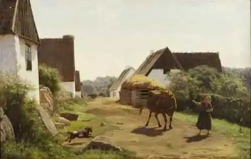Scene med pige og ko, før 1867
