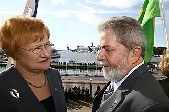 Halonen sammen med Brasiliens præsident Luiz Inácio Lula da Silva, Helsinki i 2007