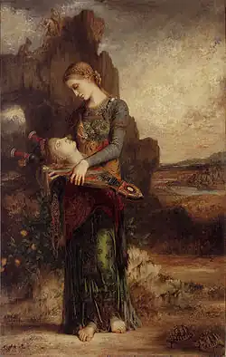 Thrakisk pige bærer Orfeus' hoved på hans lyre, 1865Orpheus