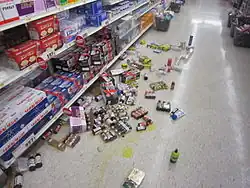 Skader efter jordskælvet.