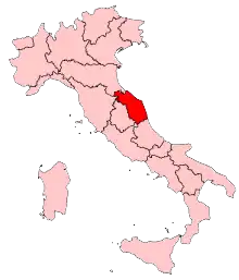 Marches placering i Italien