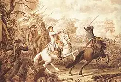 Russiske styrker angriber tyrkerne under slaget om Kagul i det sydlige Bessarabien, 1770.