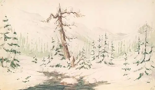 Vinterscene i Rocky Mountains, 1846Winter Scene in the Rockies