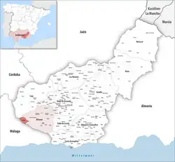 Kommunens beliggenhed i provinsen Granada