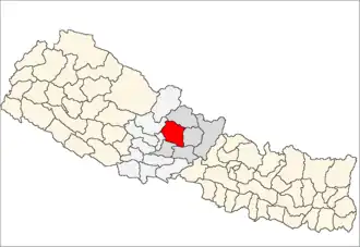 Kaski District i Gandaki Zone (grå) i Western Development Region (grå + lysegrå)