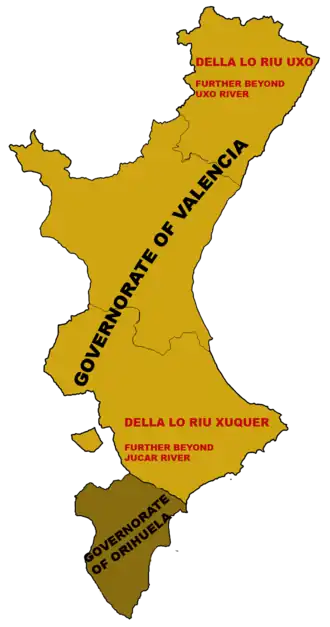 Kongeriget Valencia og dets administrative opdeling