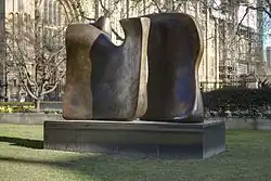 Knife Edge Two Piece (1962–65) (bronze), (1962), opposite House of Lords, London
