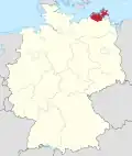 Tyskland, beliggenhed af Vorpommern-Rügen markeret