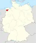 Tyskland, beliggenhed af Landkreis Leer markeret