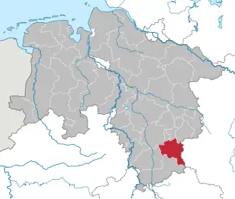 Lage des Landkreis Goslar in Niedersachsen (anklickbare Karte)